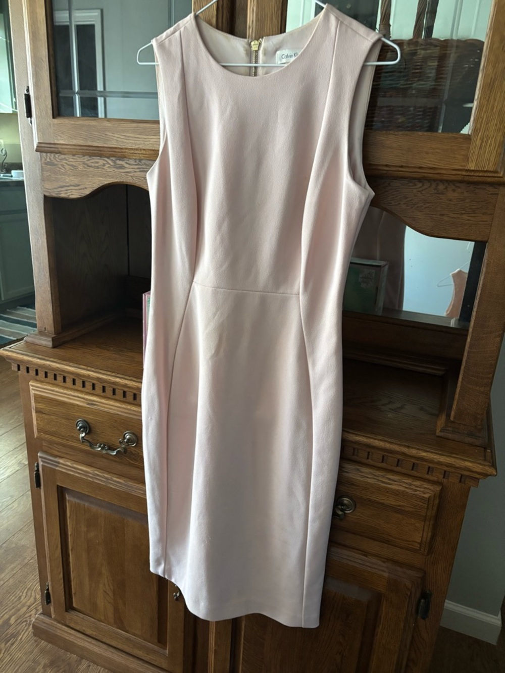 Calvin Klein Sleeveless Midi Sheath Dress in Blush